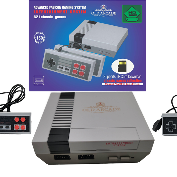 Old Arcade Classic Console with 771 built-in retro games, shown with its box and two controllers