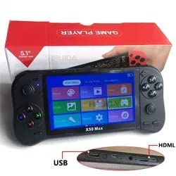 Old Arcade Retro Classic Handheld Game Console 5 Inch Led Screen TF Card 8 GB Internal 64 GB External Over 10000 Preloaded Games (Black)