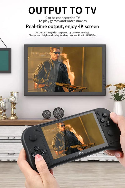 Old Arcade Retro Classic Handheld Game Console 5 Inch Led Screen TF Card 8 GB Internal 64 GB External Over 10000 Preloaded Games (Black)
