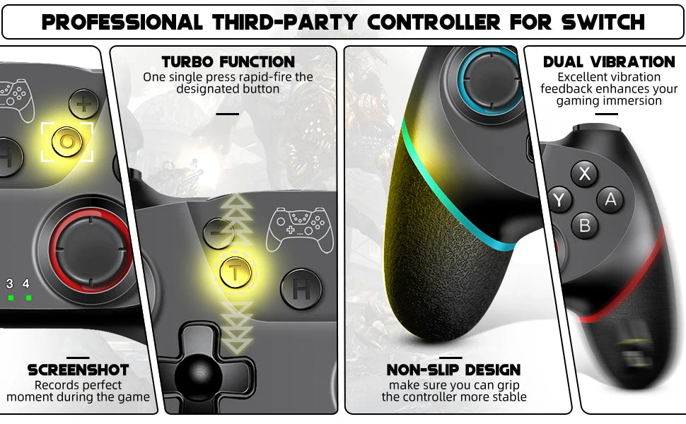 Ace Gamer Wireless Controller for Switch/Switch 2 Gamepad Controle Compatible with PC with 6-Axis/Turbo/Ergonomic Function