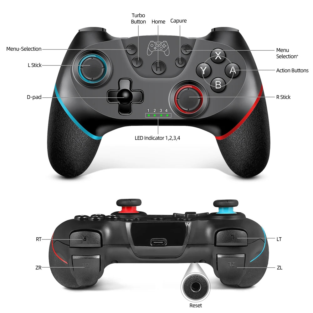 Ace Gamer Wireless Controller for Switch/Switch 2 Gamepad Controle Compatible with PC with 6-Axis/Turbo/Ergonomic Function