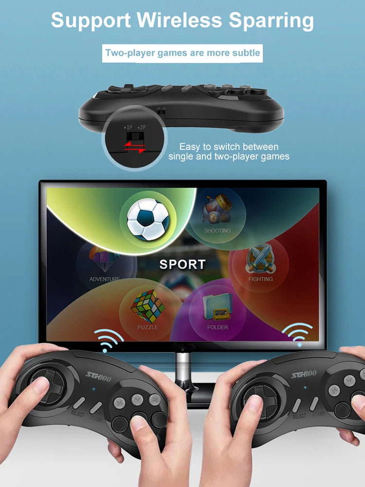 Retro Game Console HD TV Video Game Stick 16 Bit For Sega Genesis Built-in 5000 Classic Games with Controllers Gamepad SG800