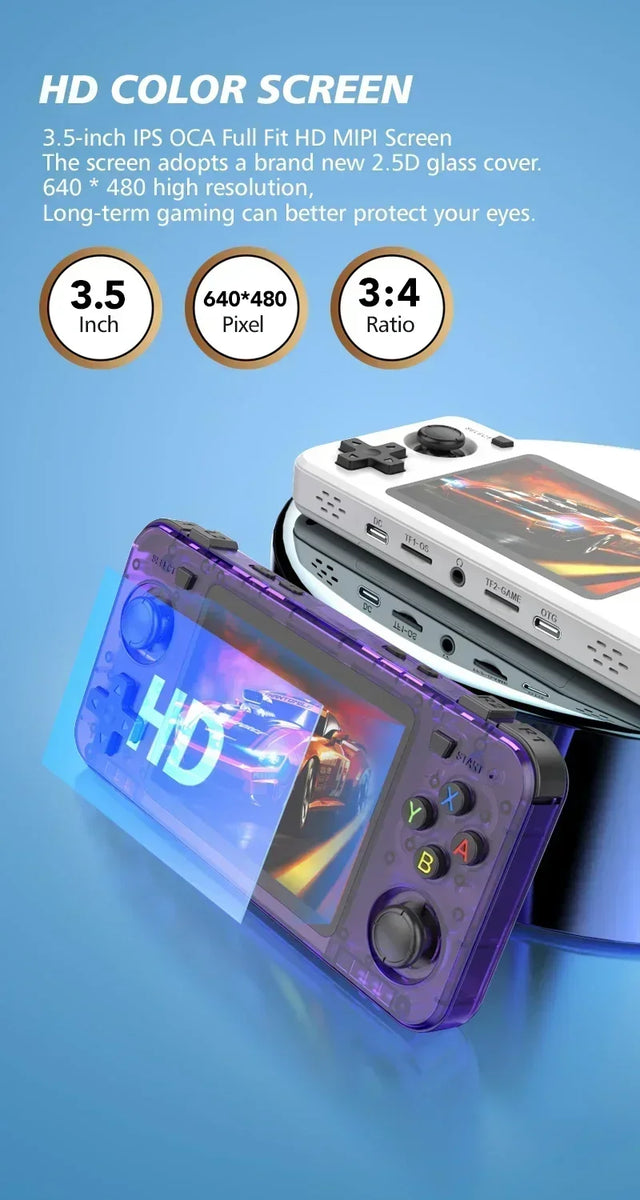 R36H Portable Retro Console – 3.5-Inch IPS Screen, 3000mAh Long-Lasting Battery, 256GB Storage, Linux OS