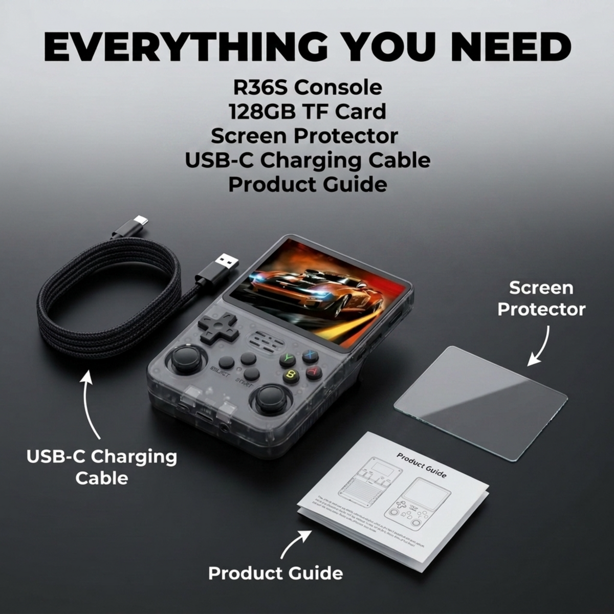 R36S Retro Handheld Console — 15,000+ Games, 3.5" IPS Screen, 64/128GB