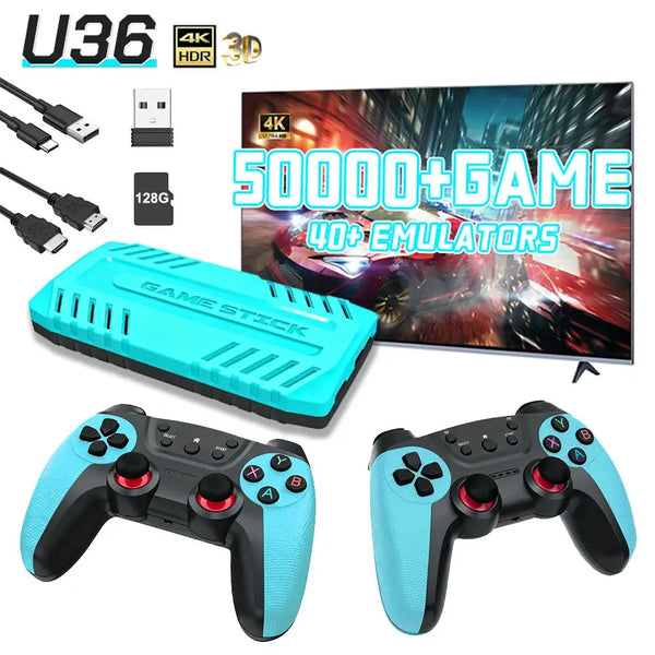 U36 Retro TV Game Console - 4K HDMI, 2 Wireless Controllers, 128GB, 40+ Emulators